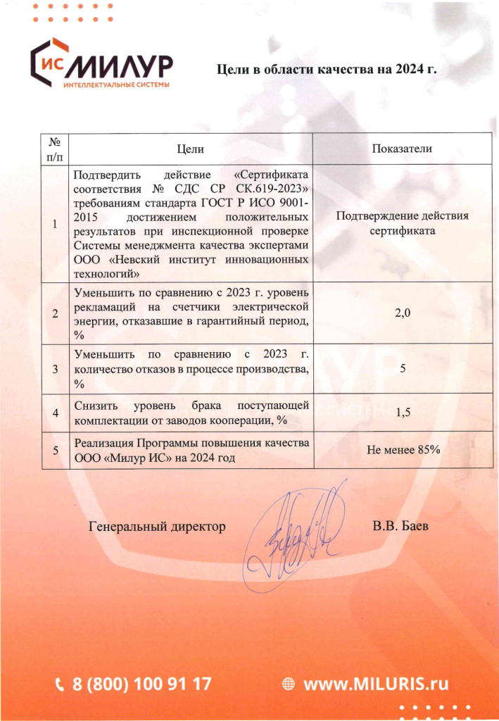 Цели в области качества